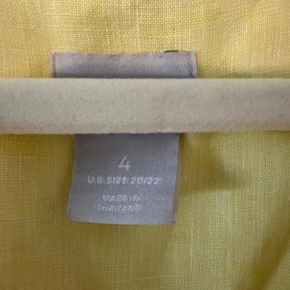 Chico's 100% Linen Size 4 Yellow No-Iron FreshChic Sleeveless Tunic Top - Picture 3 of 5
